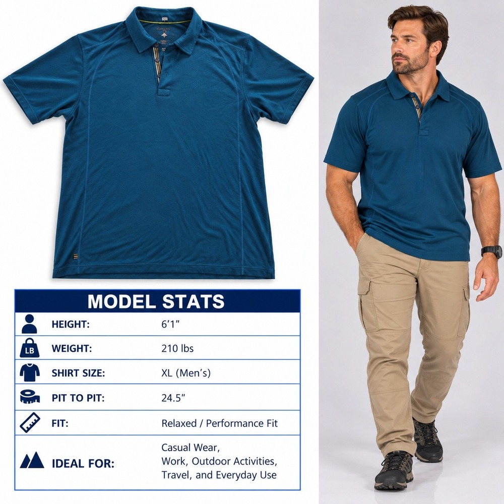 Tommy Bahama Mens XL Blue Performance Polo Shirt Short Sleeve Relaxed Fit